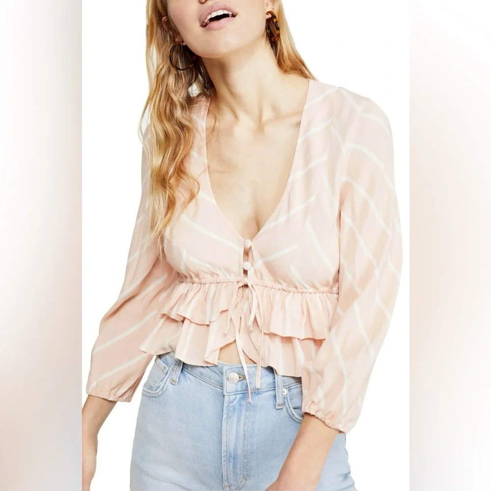 Free People Samifran Long Sleeve Top-Peach
